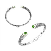AB-9030-PR Sterling Silver Bangle With Peridot Q. Jewelry Bali Designs Inc